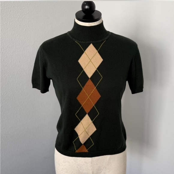 Petite Sophisticate Tops - Y2K Petite Sophisticate Dark Green Short Sleeve Blouse - Size S